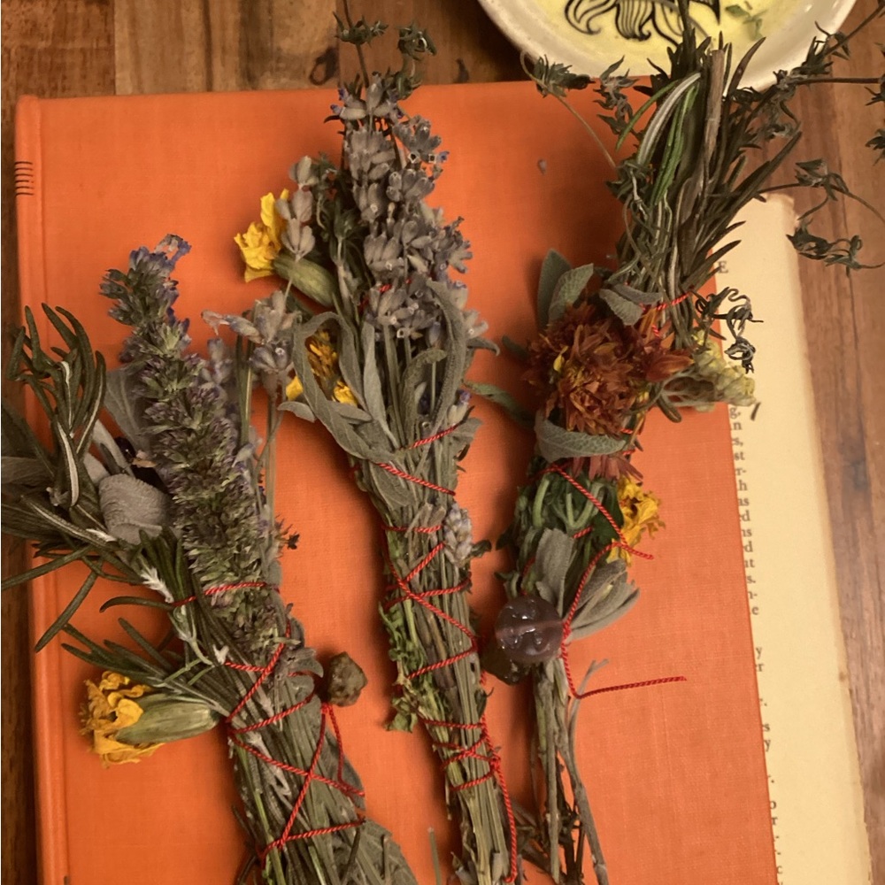 “Reclaiming my thyme” smudge wand rosemary, marigold, sage- cottagecore handmade - Picture 7 of 8